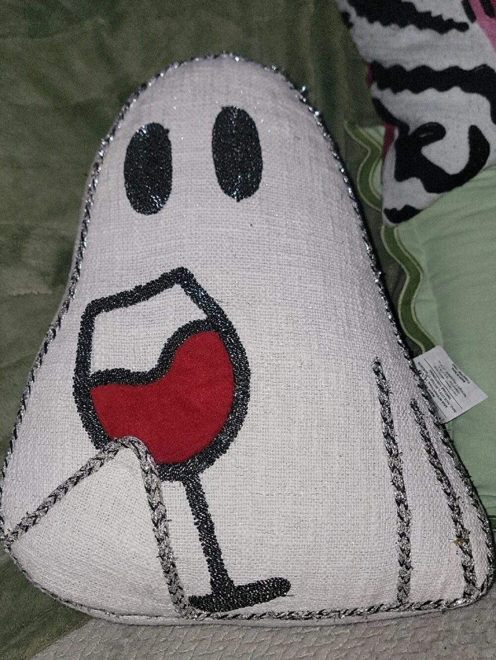 Martha Stewart Ghost Holding Wine Glass Pillow
